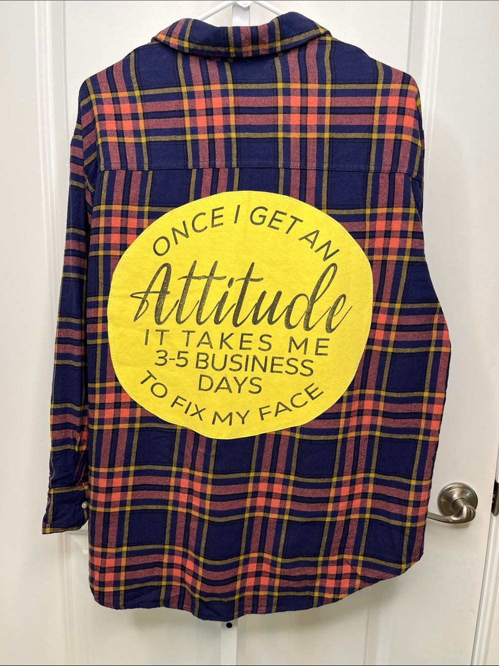 Upcycled Old Navy “Attitude” One-of-a-Kind Women’s Button-down Shirt Large